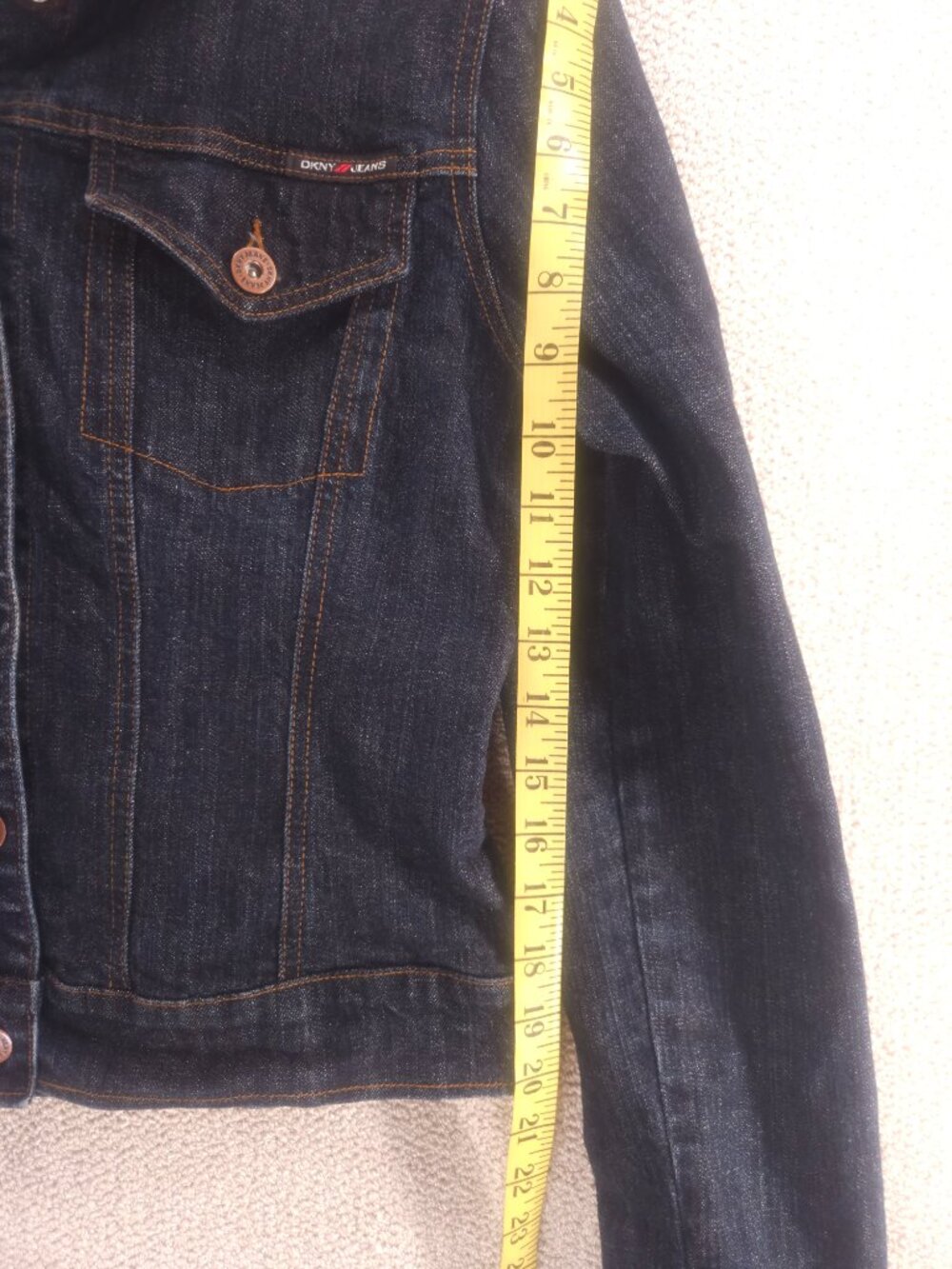 DKNY, Jean Jacket, Vintage Y2K, Fitted Dark Wash Denim, Size US M - Picture 8 of 8